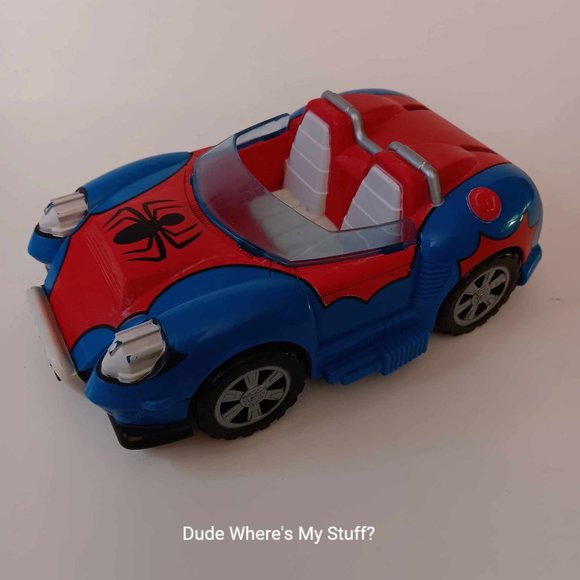 2010 MARVEL HASBRO 7" SPIDER-MAN CAR ONLY WITH SPRING LOADED RETRACTABLE WHEELS - Picture 1 of 10